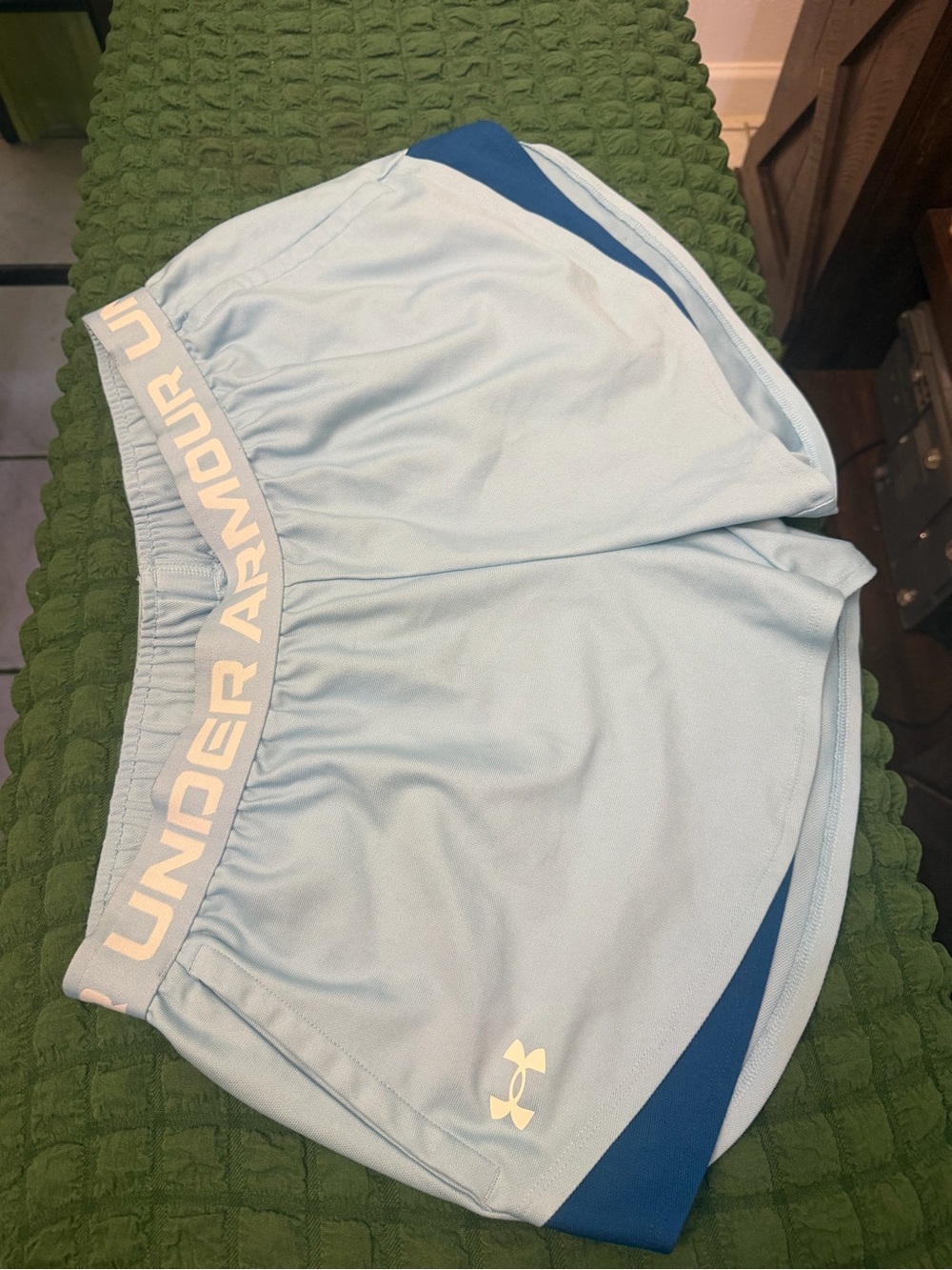 Under Armour Light Blue Women's Athletic Shorts with Navy Panels